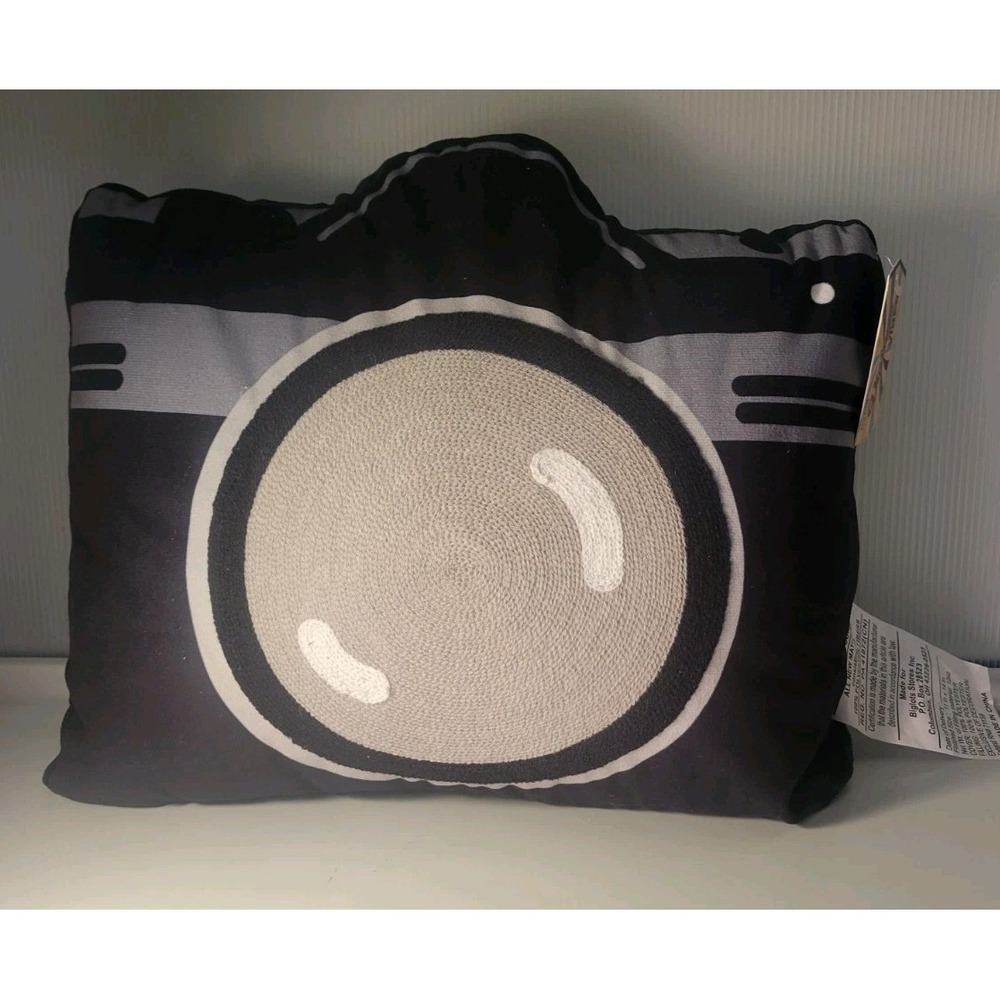 Camera Shaped Decorative Throw Pillow 13" Textured NWT Photographer Gift